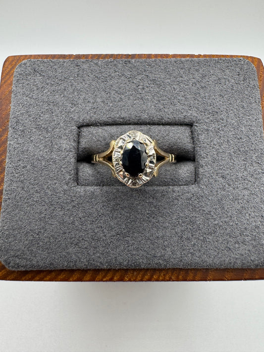 9ct gold sapphire and diamond ring