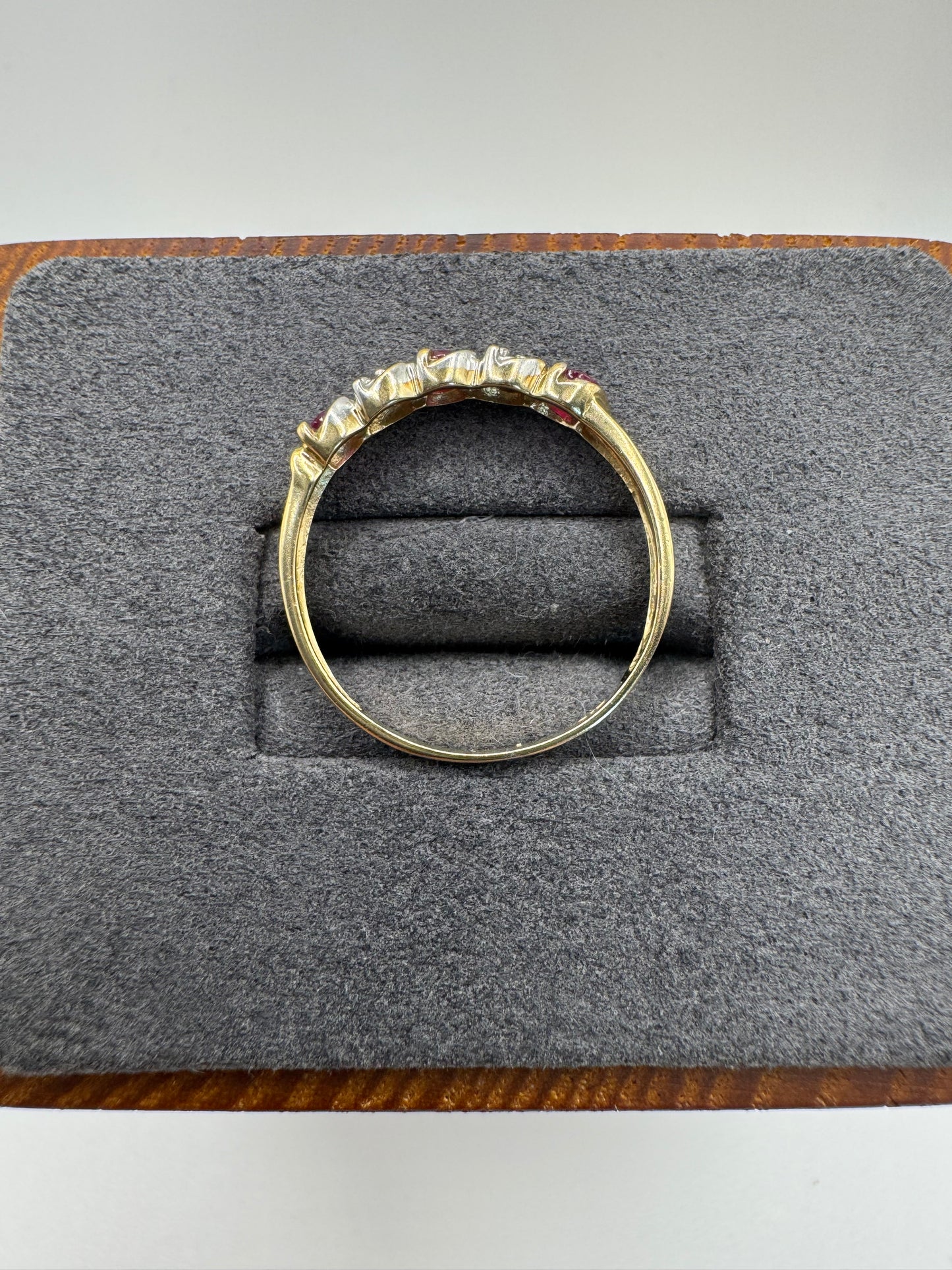9ct gold ruby and diamond ring