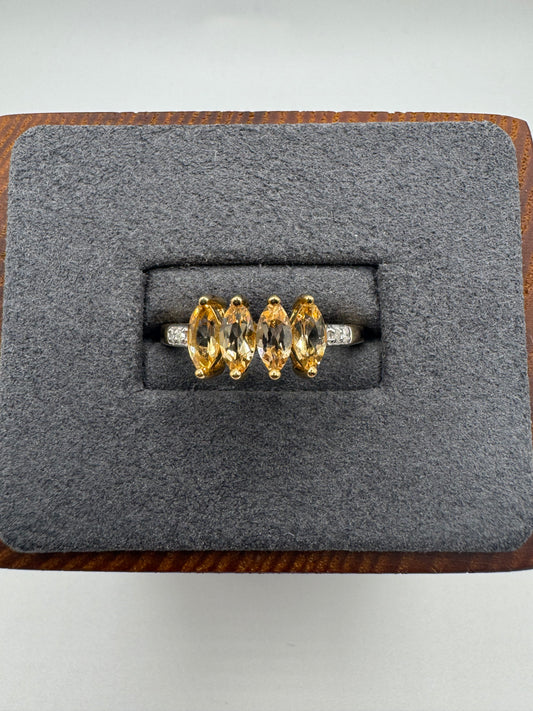 9ct gold citrine and diamond ring