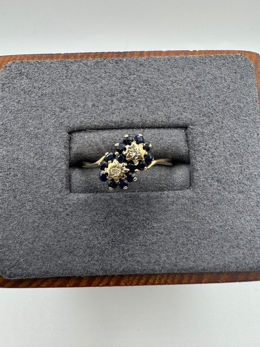 9ct gold sapphire and diamond ring