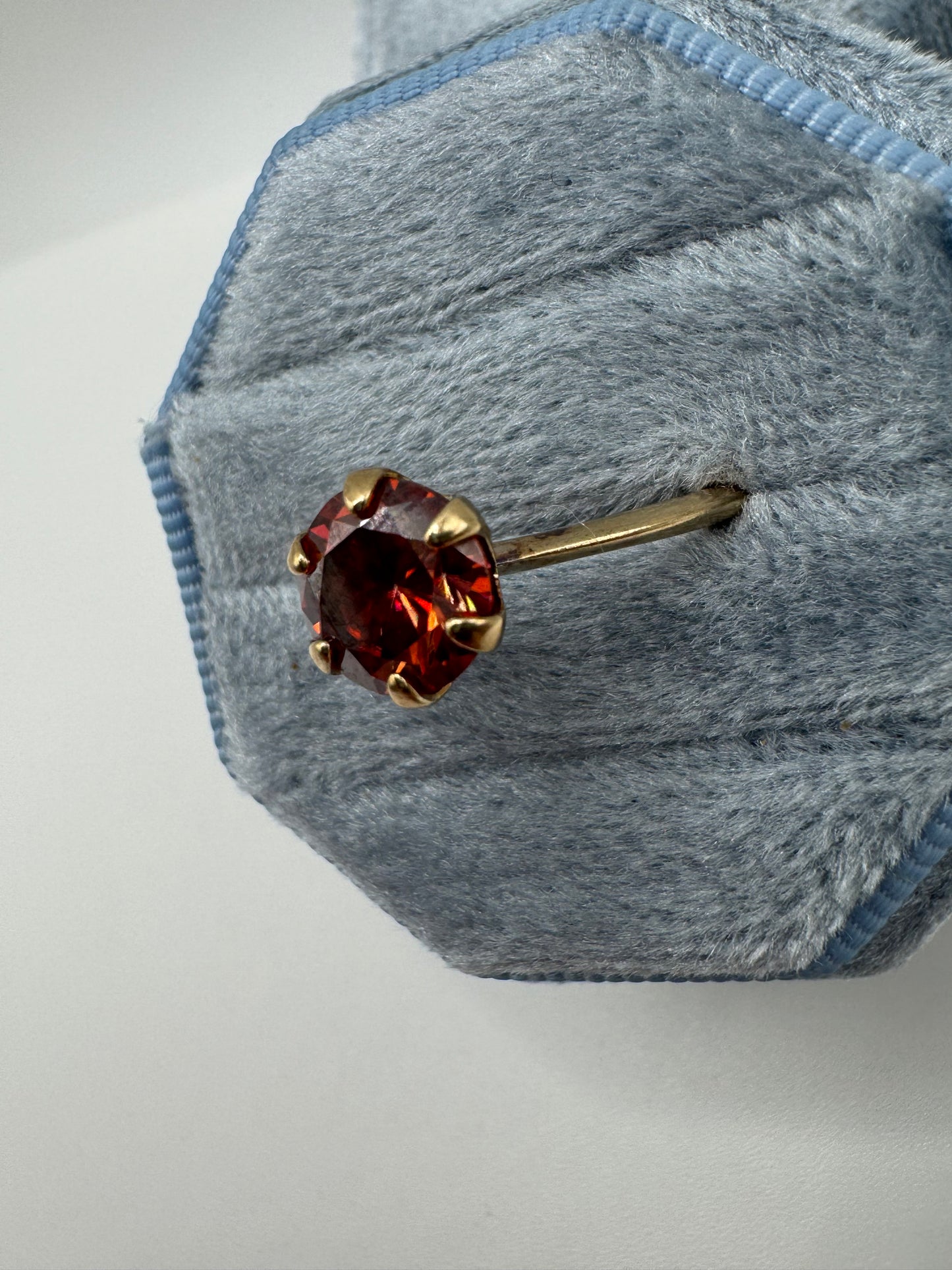 9ct gold red diamond solitaire ring