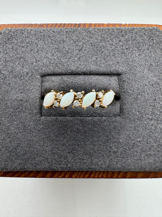 9ct gold opal and diamond ring