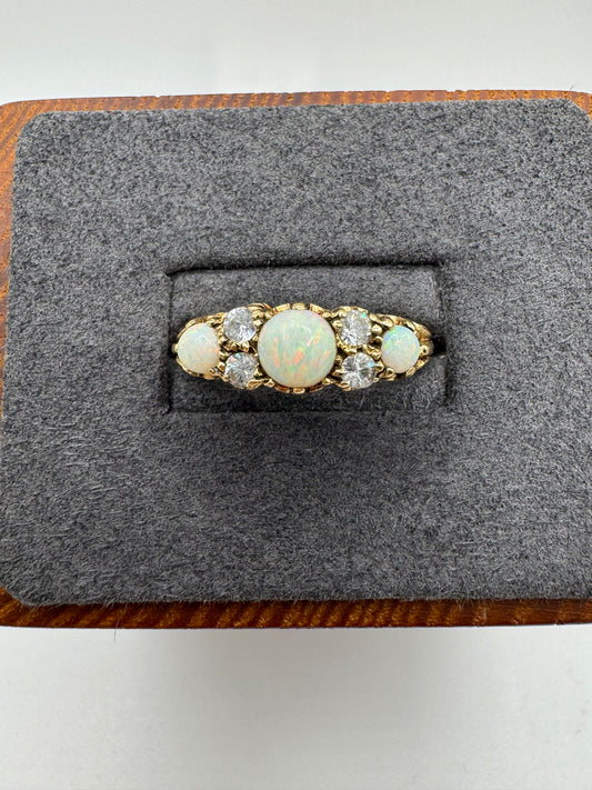 9ct gold opal and paste ring