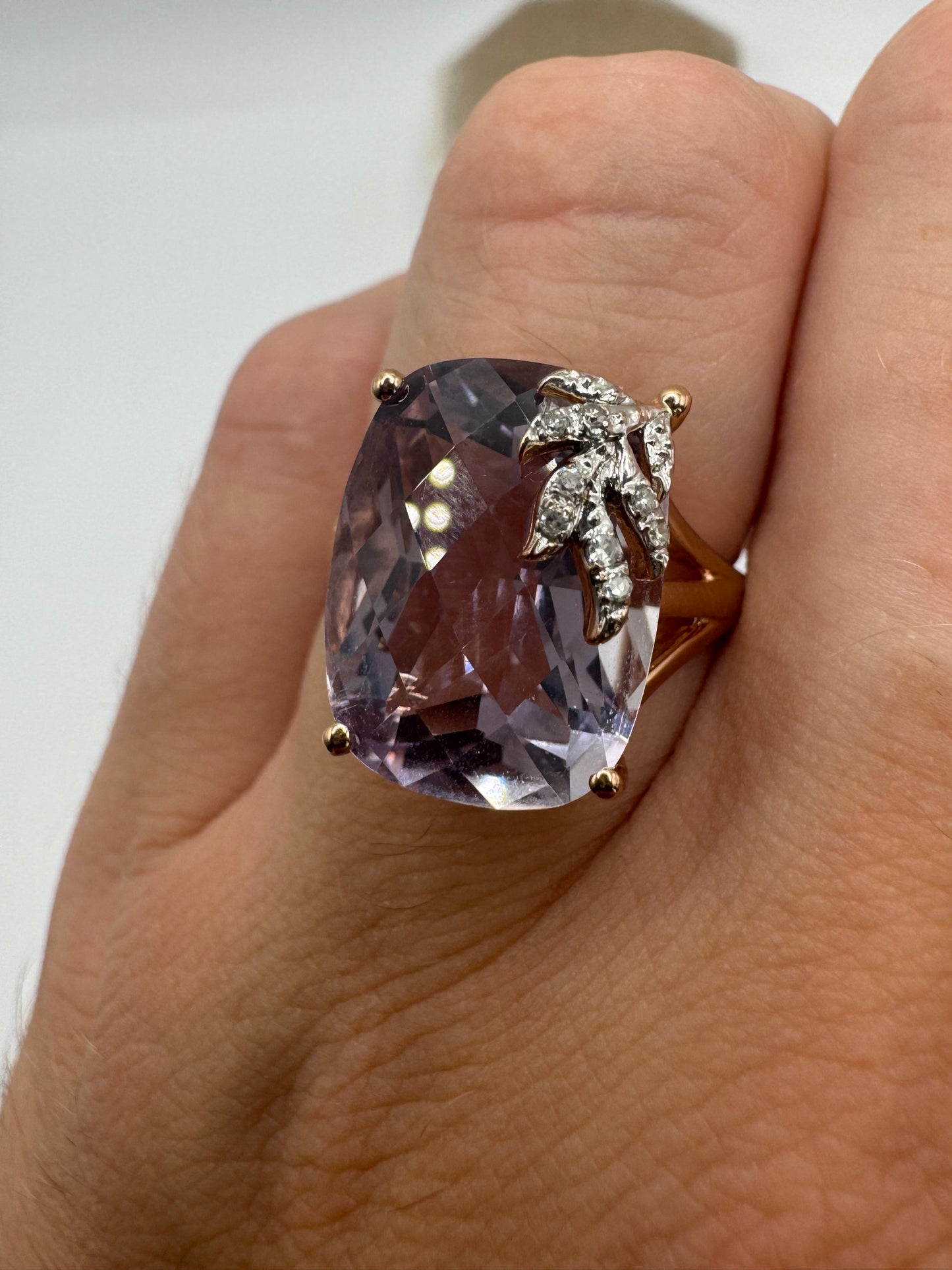 9ct gold amethyst and diamond ring