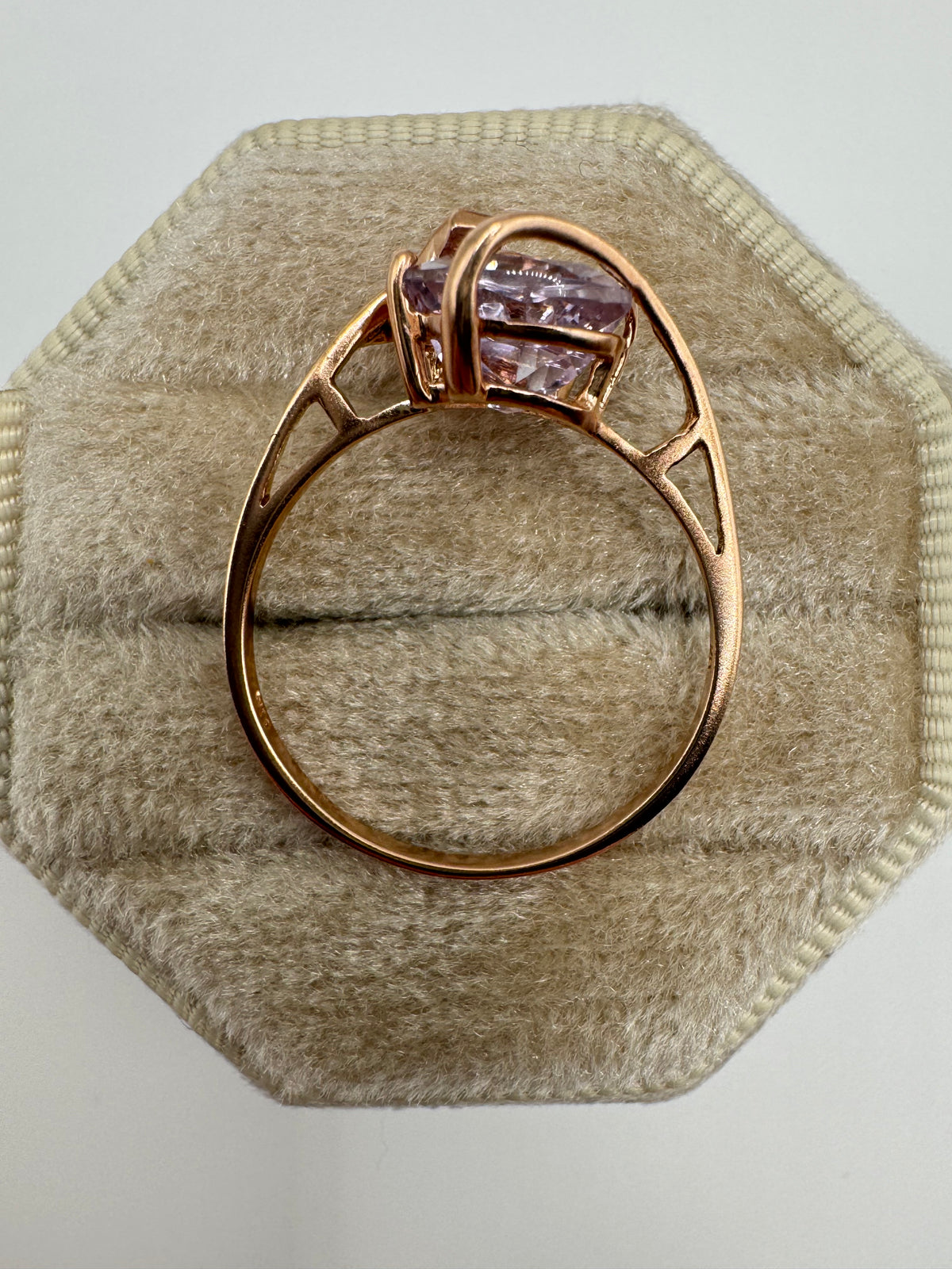 9ct rose gold amethyst and diamond ring