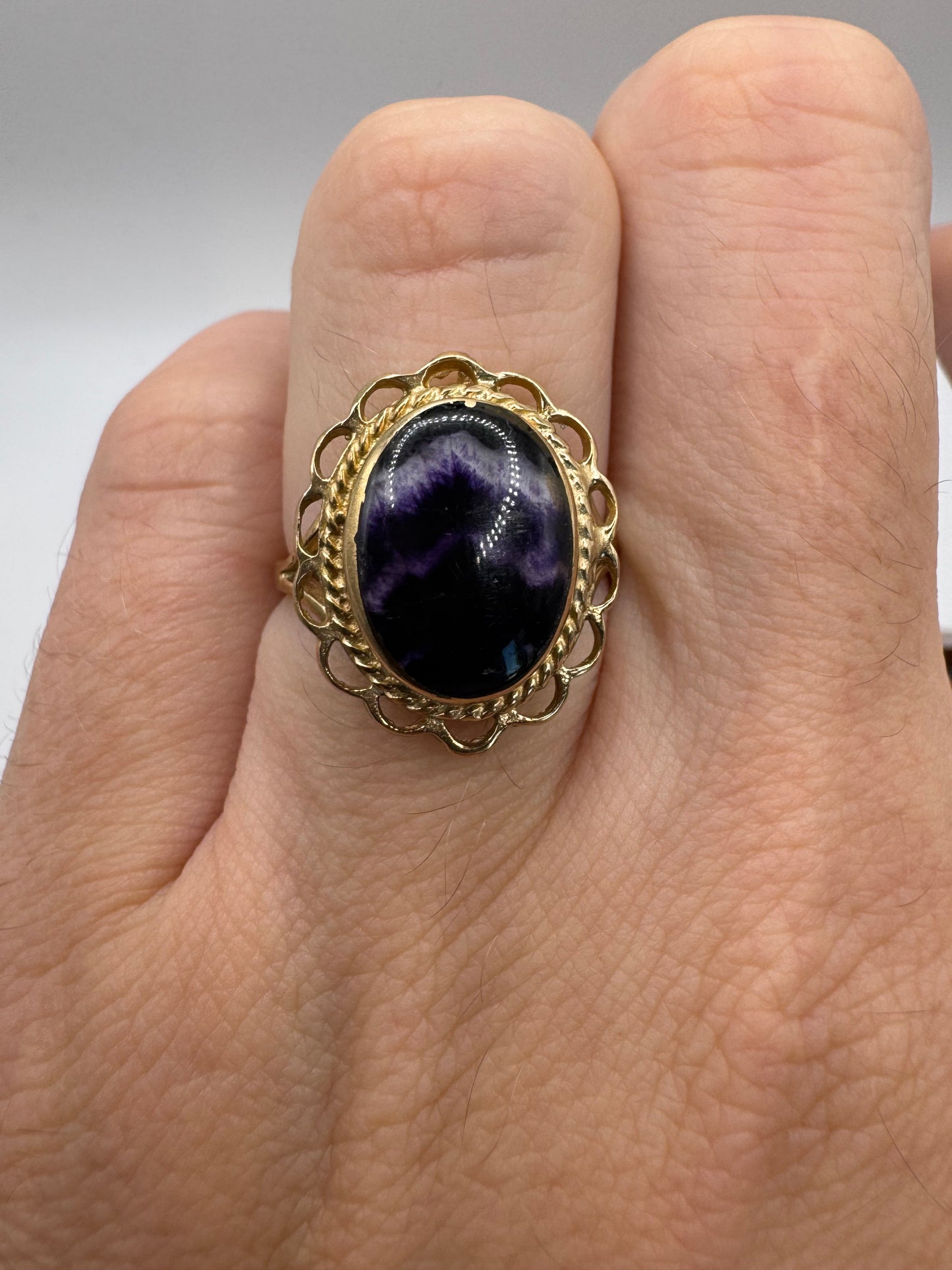 9ct gold blue John ring