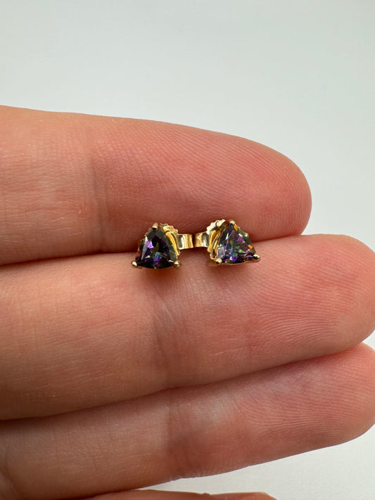 9ct gold mystic topaz earrings