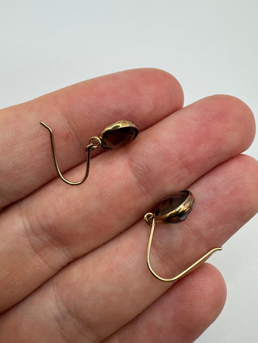 9ct gold Smokey quartz earrings