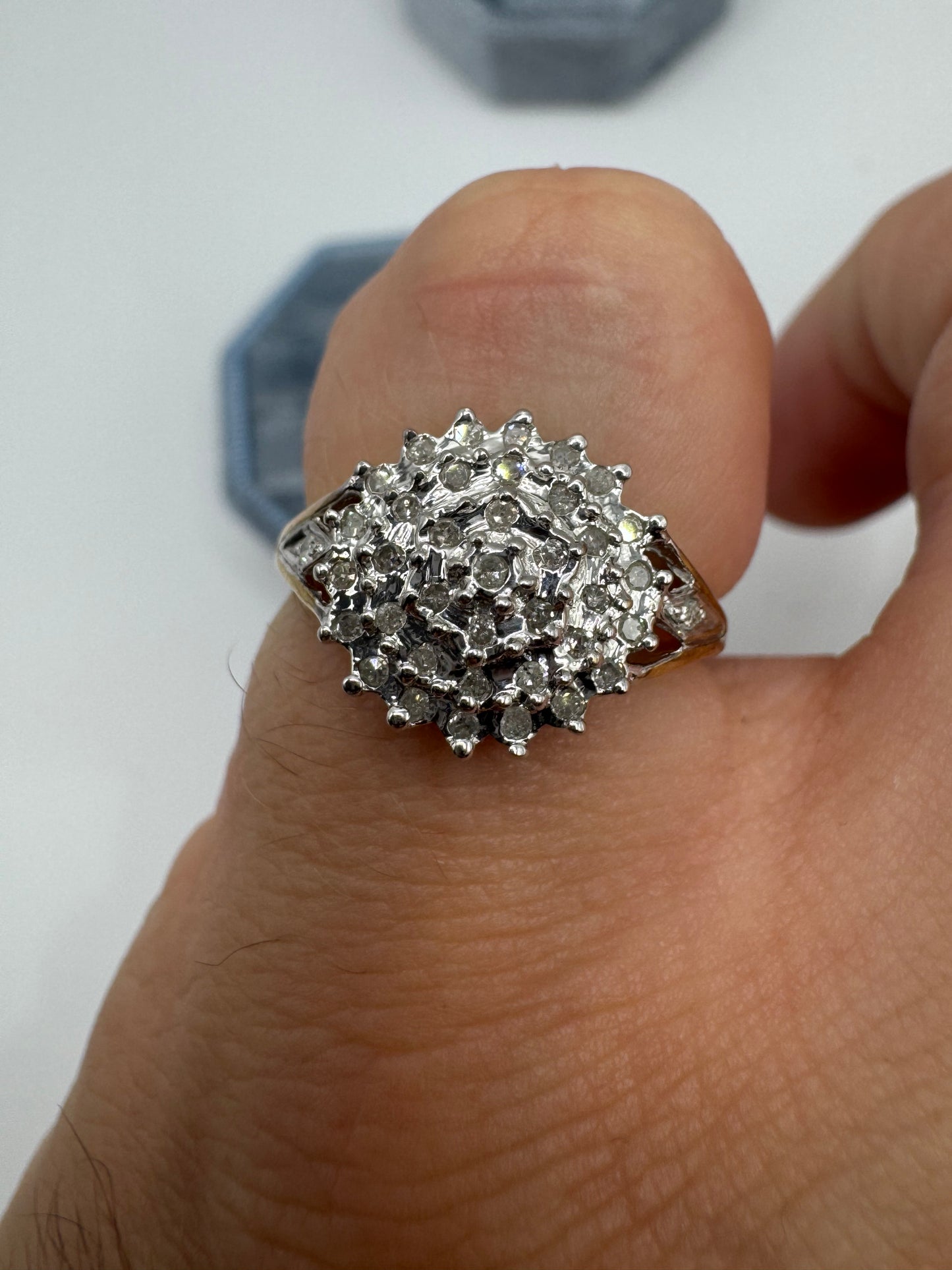 9ct gold 25 point diamond cluster ring