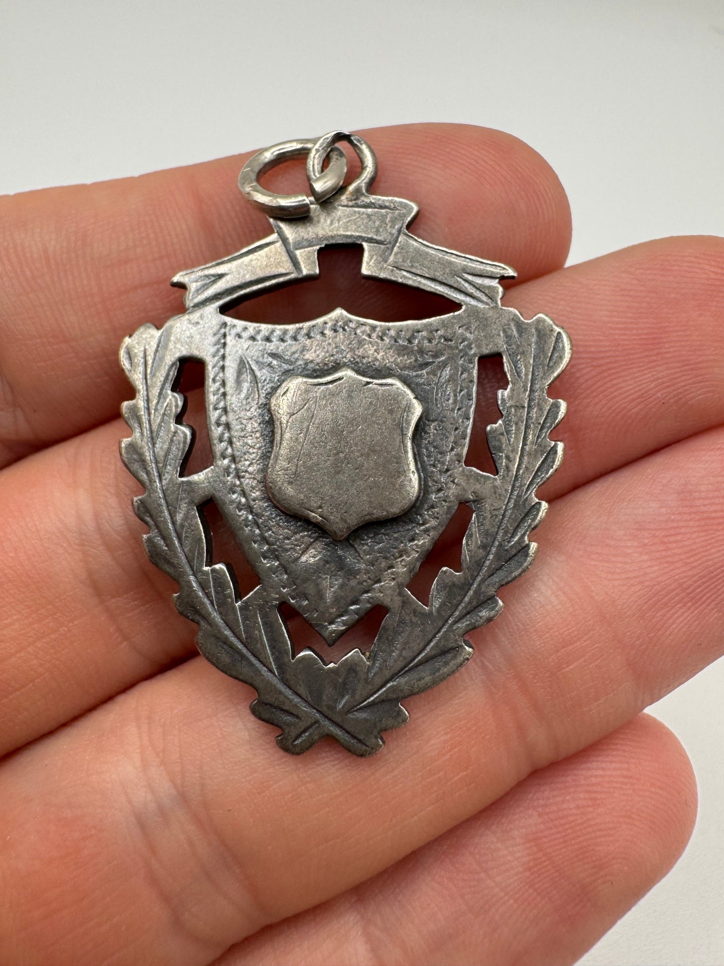 Silver shield fob pendant