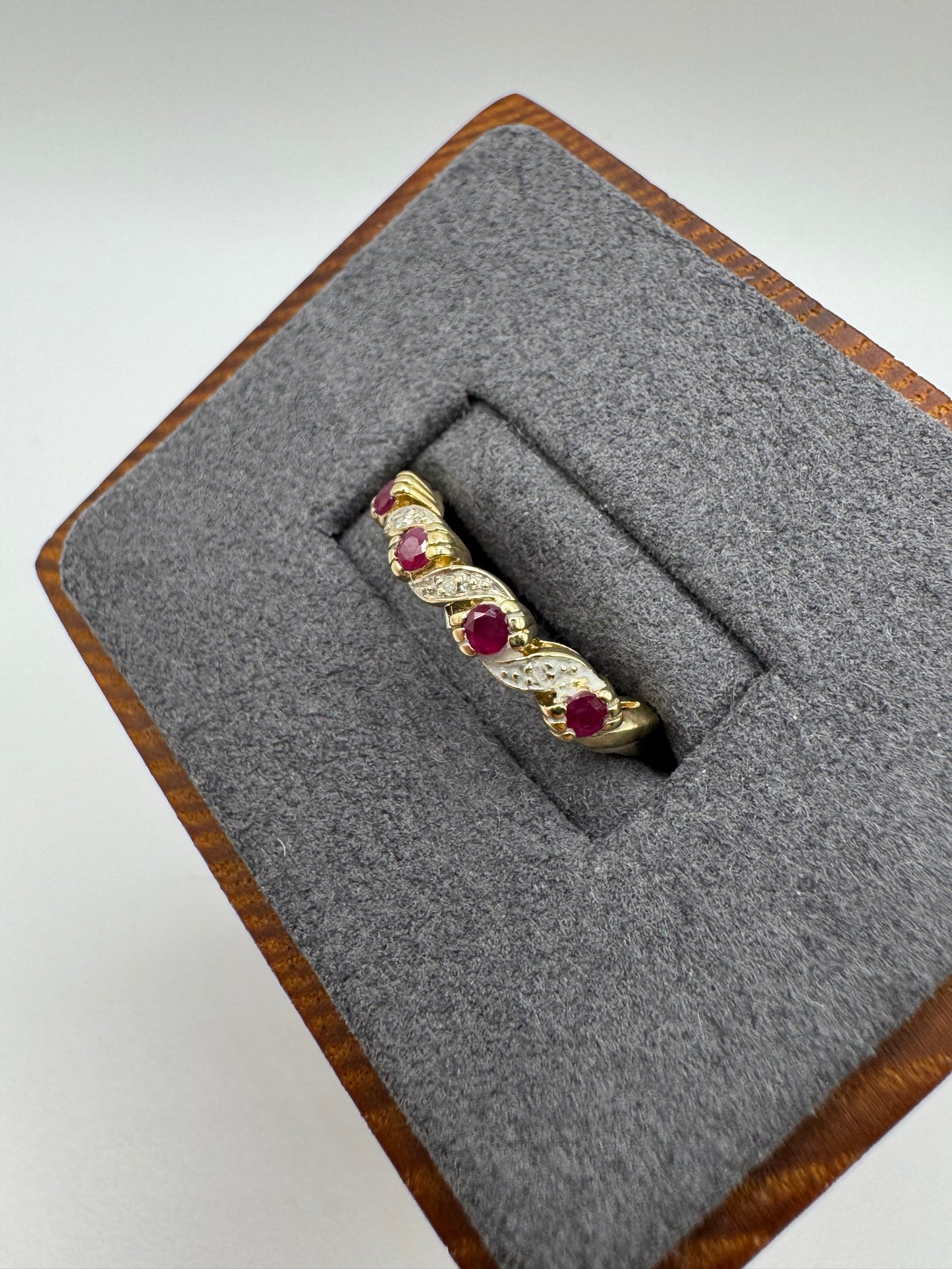 9ct gold ruby and diamond ring