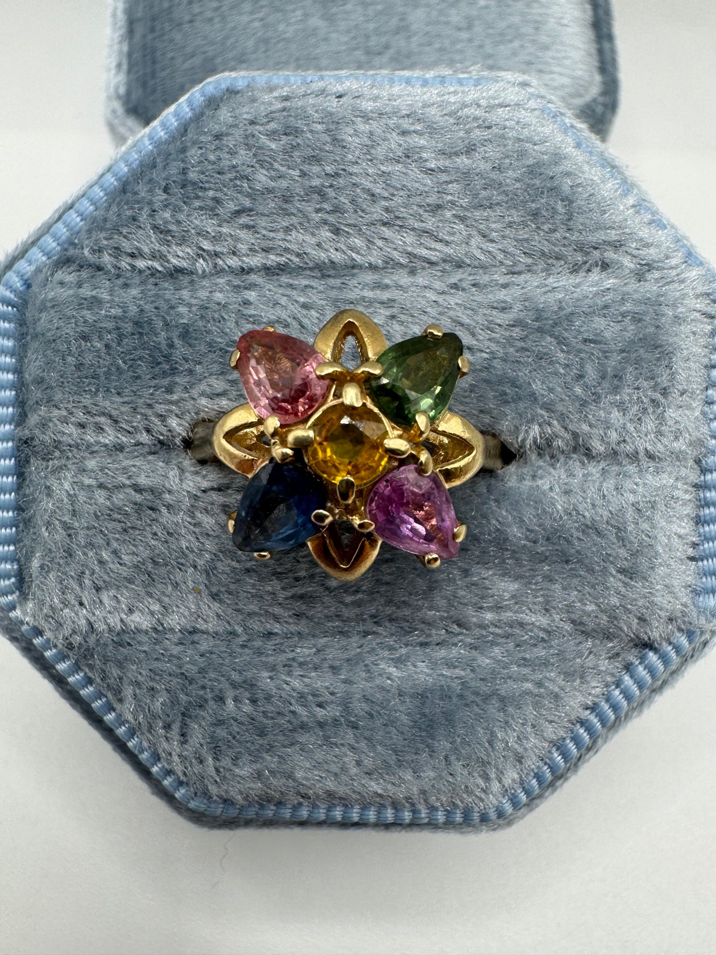 9ct gold multicoloured sapphire ring