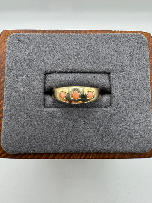 9ct gold coral gypsy ring