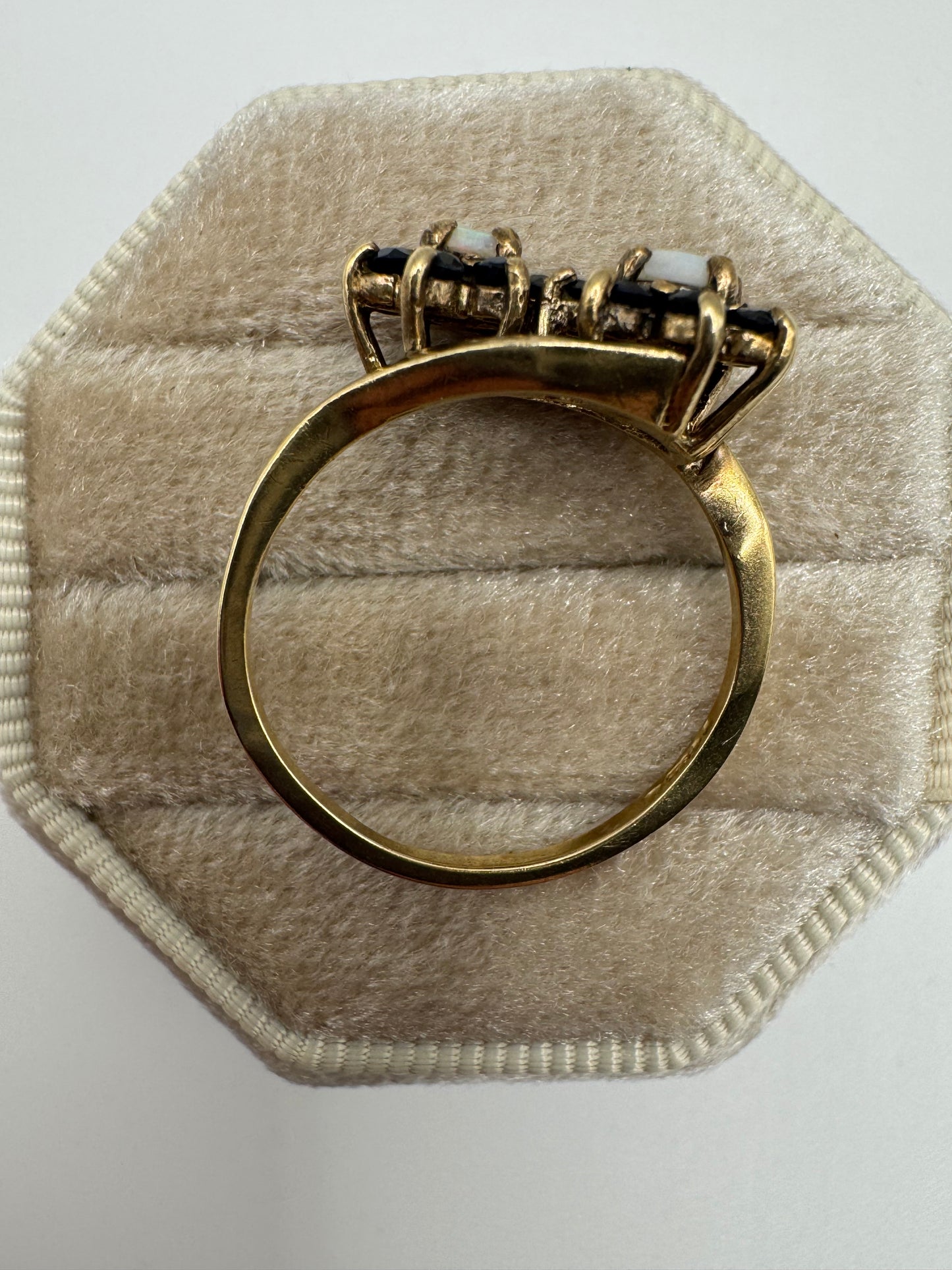 9ct gold opal and sapphire cluster ring