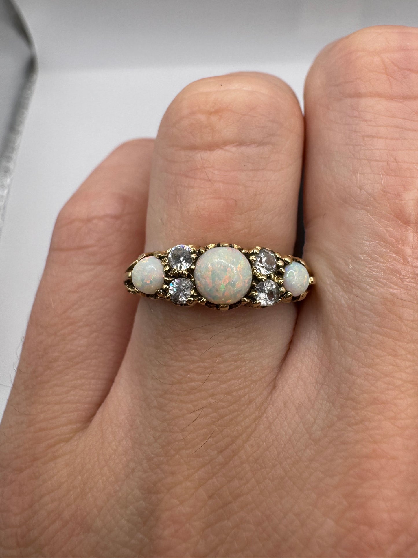 9ct gold opal and paste ring