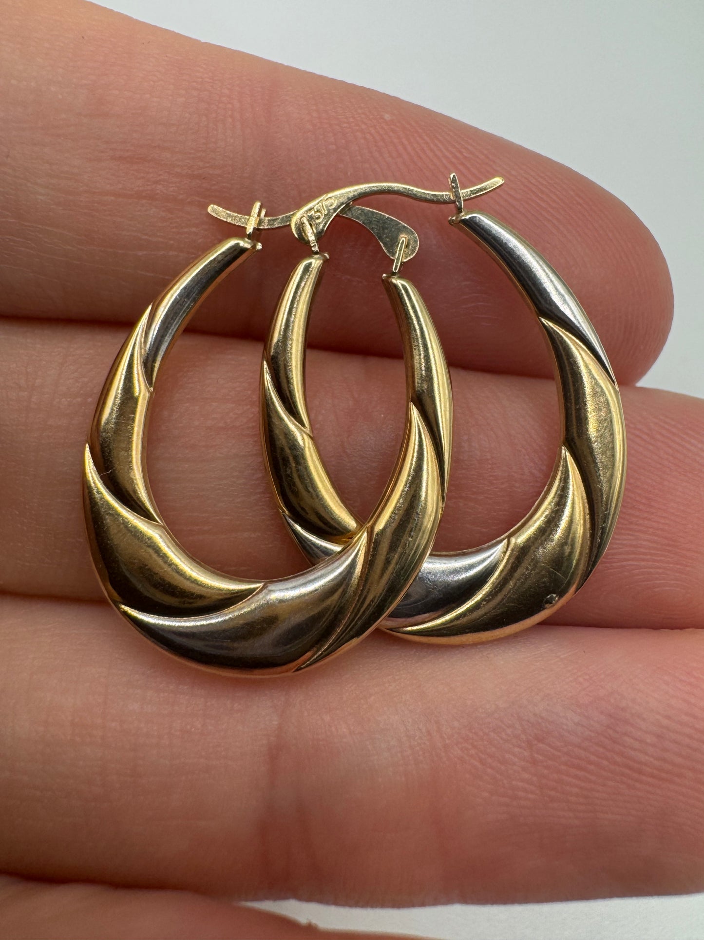 9ct two-tone gold creole earrings