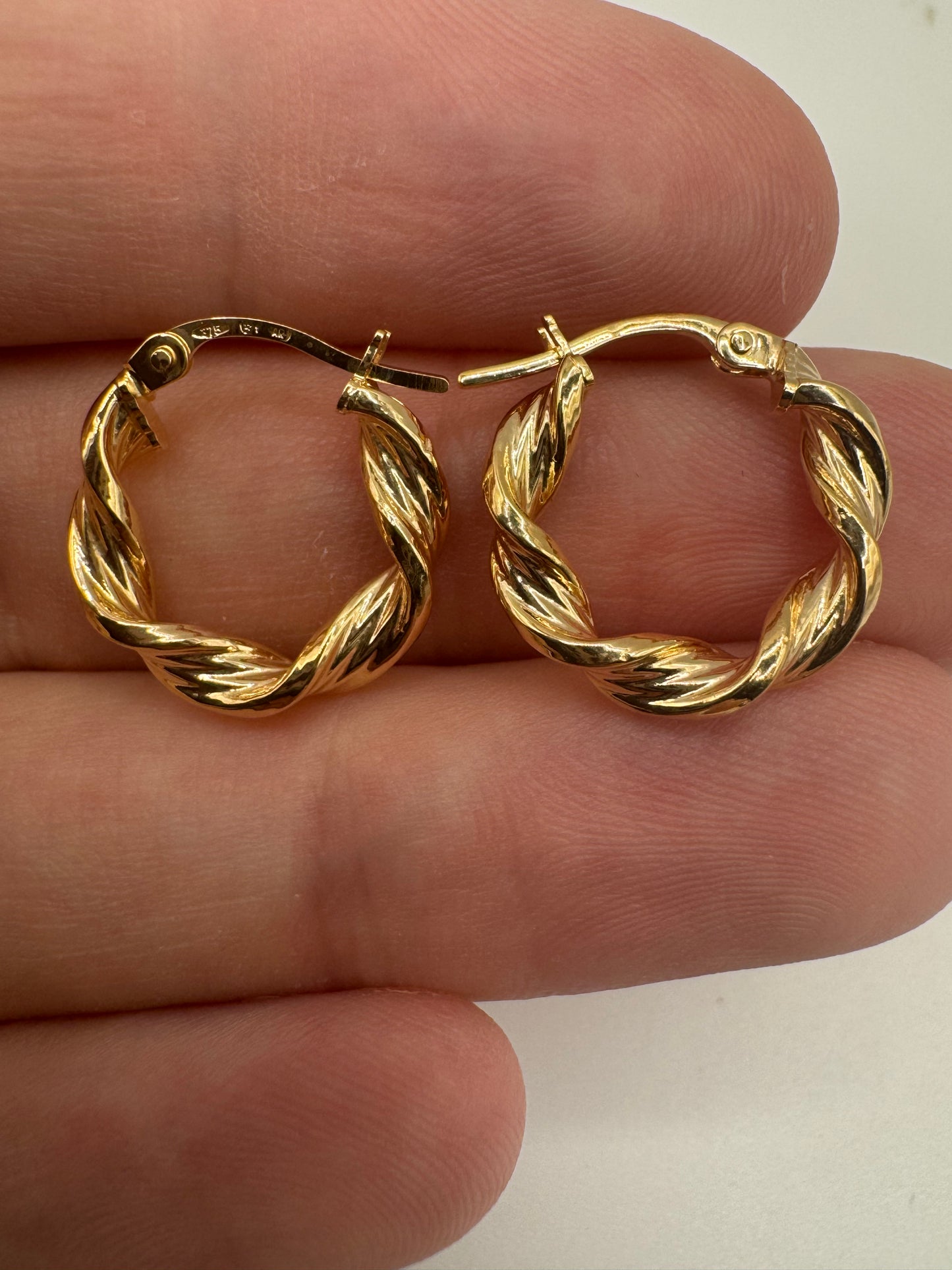 9ct gold twisted creole earrings