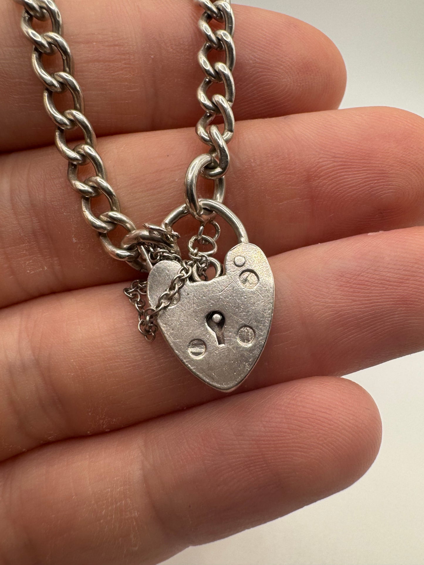 Silver padlock bracelet