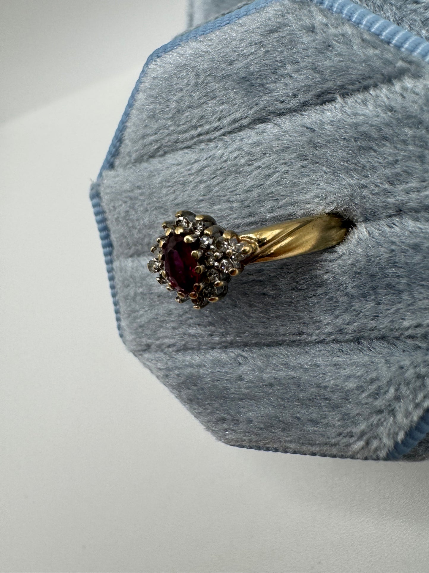 9ct gold ruby and diamond ring