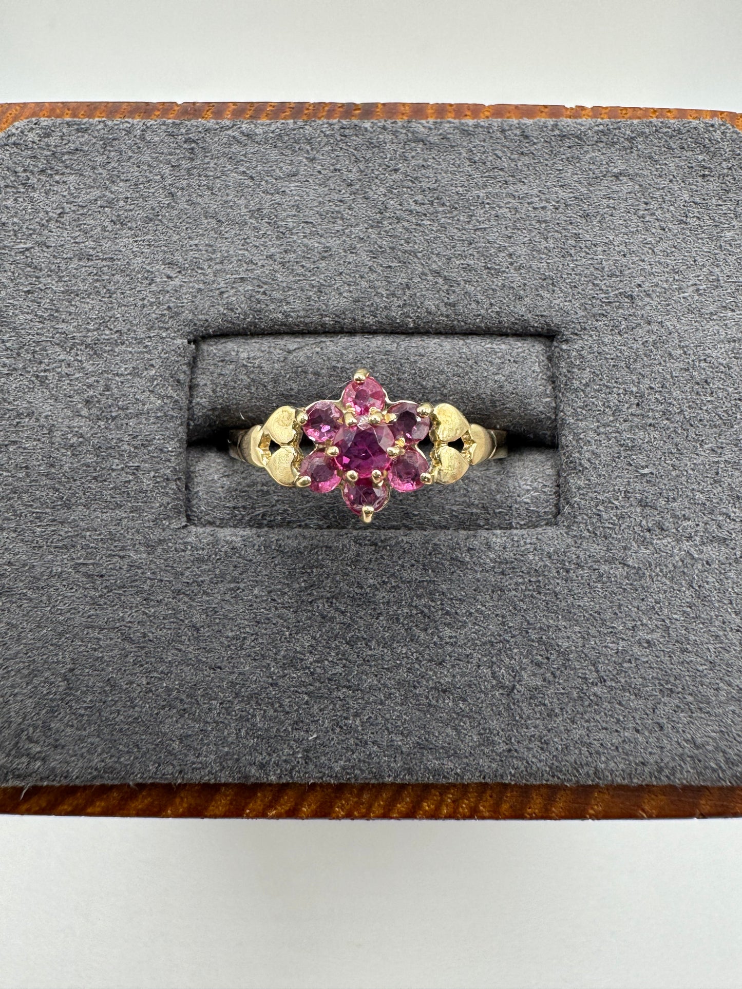 9ct gold ruby cluster ring