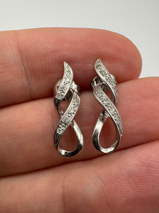 9ct white gold diamond earrings