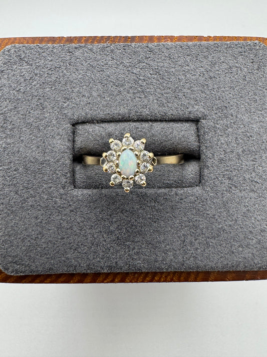 9ct gold opal and cz ring