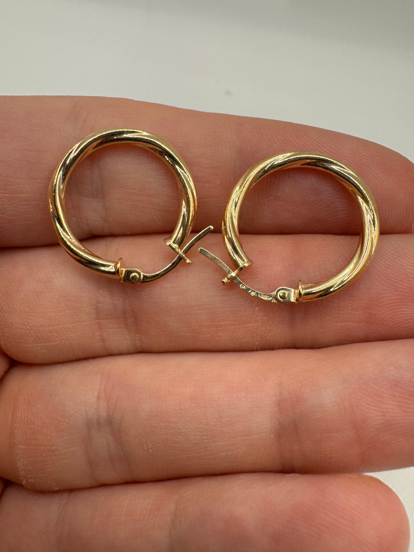 9ct gold twisted creole earrings