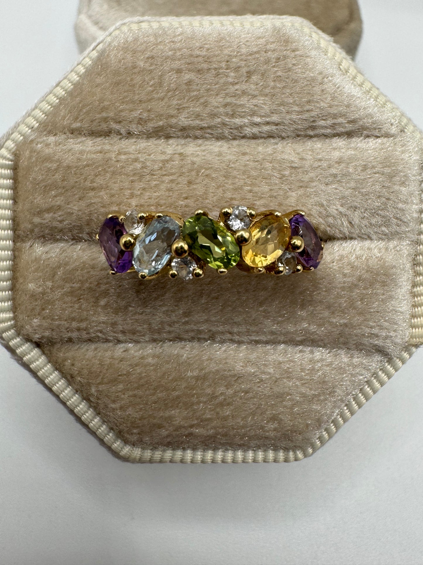 9ct gold multi-gem cluster ring