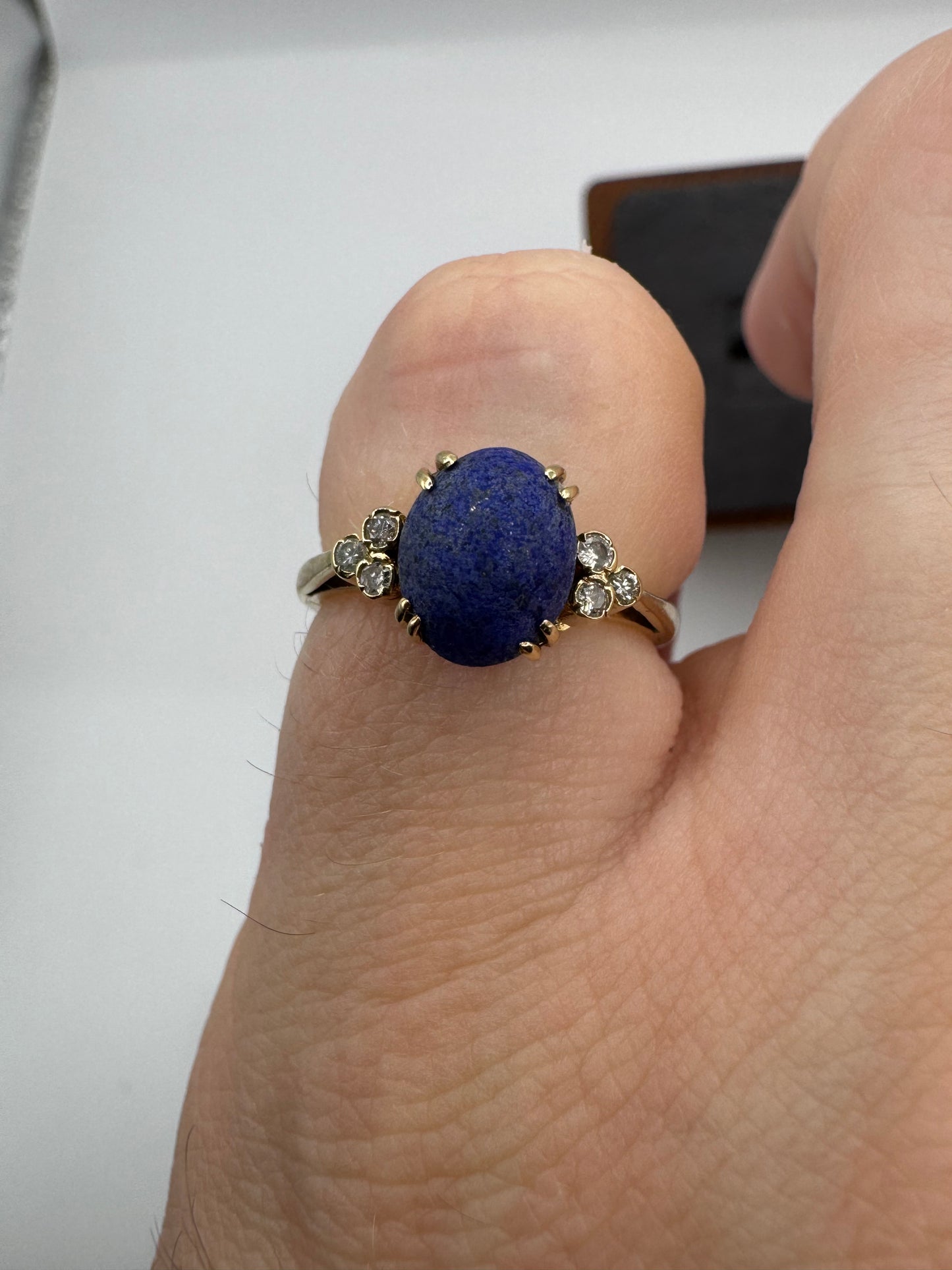 9ct gold sodalite and diamond ring