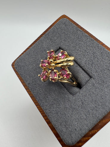 9ct gold tourmaline cluster ring