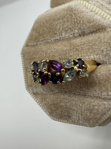 9ct gold multi-gem ring