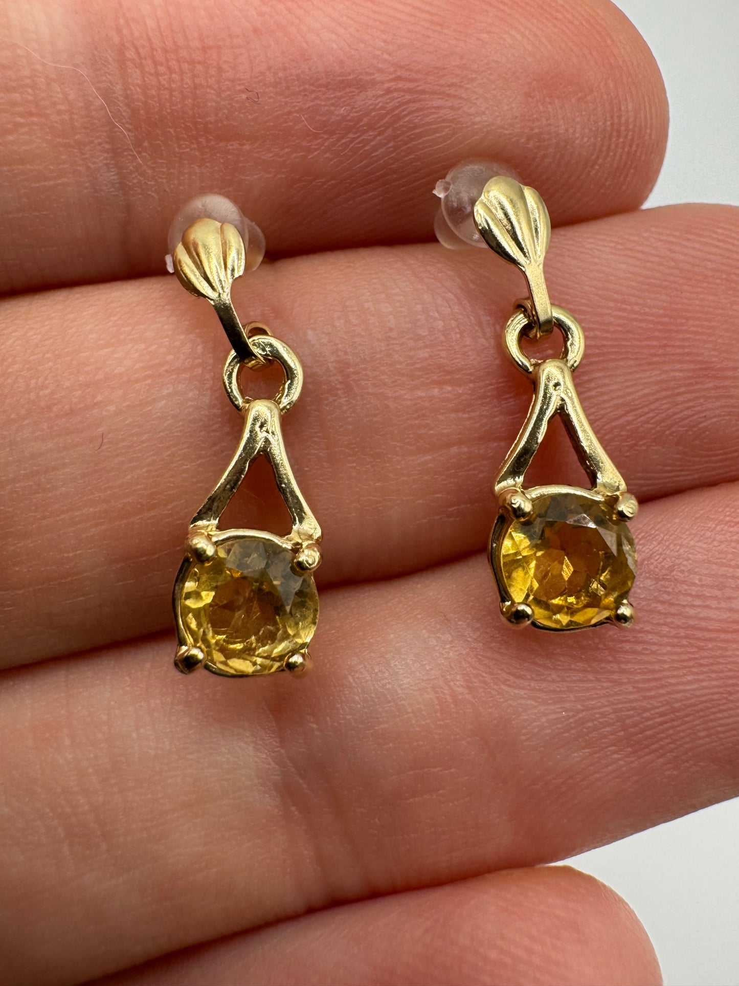 9ct gold citrine earrings