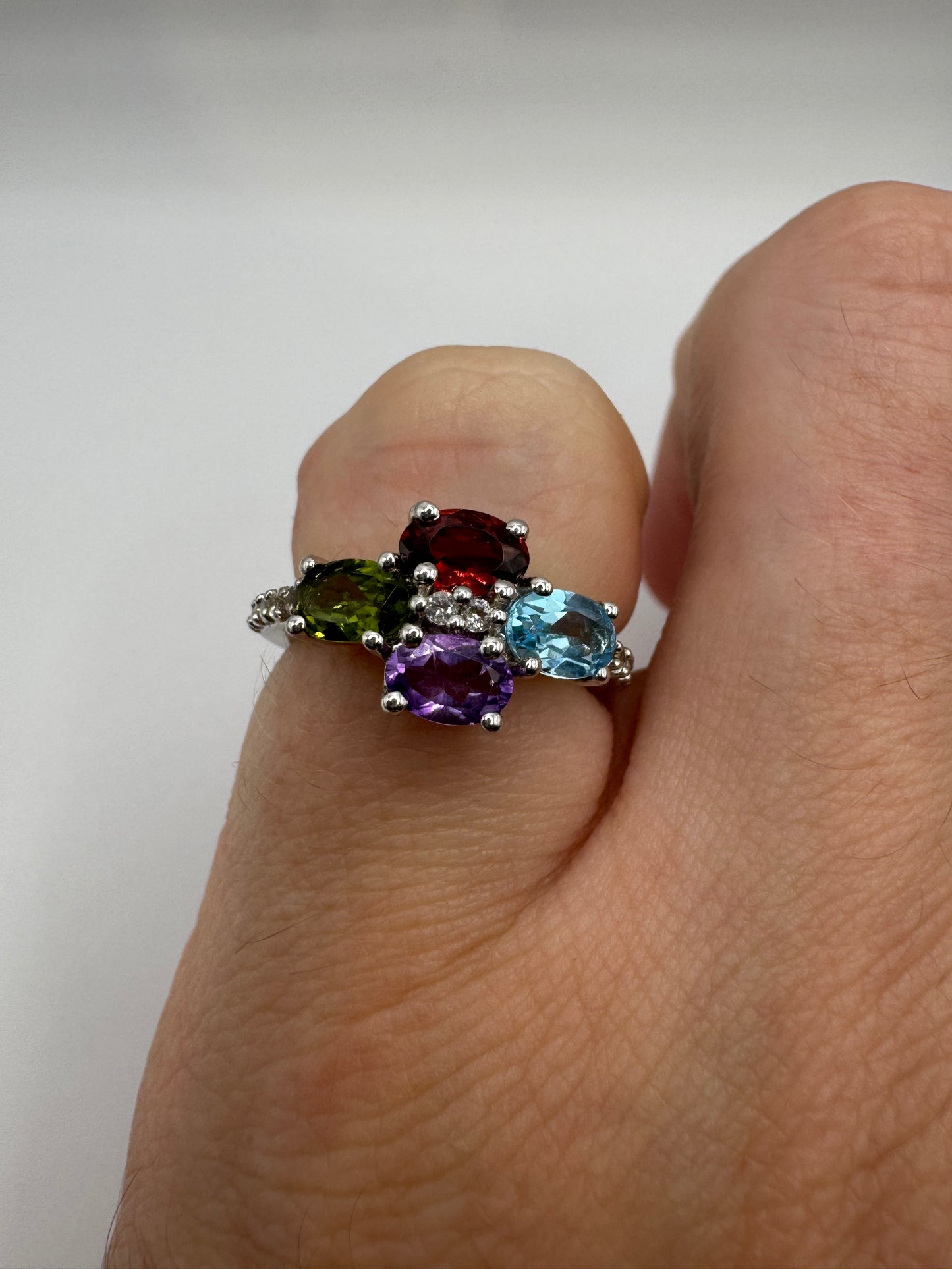 Silver multi-gem ring (4.75-J)
