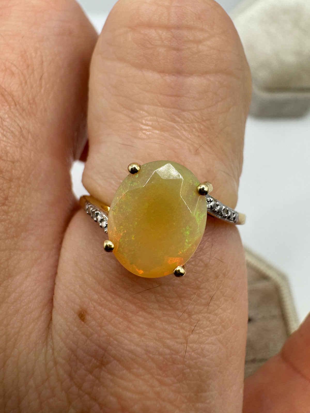 9ct gold opal and diamond ring