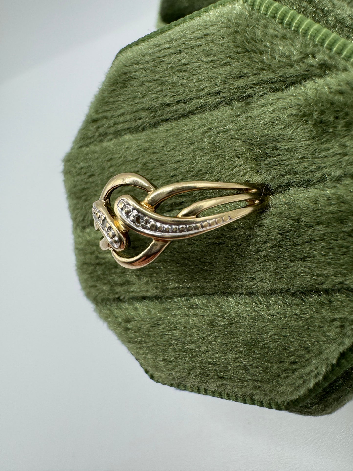 9ct gold diamond knot ring