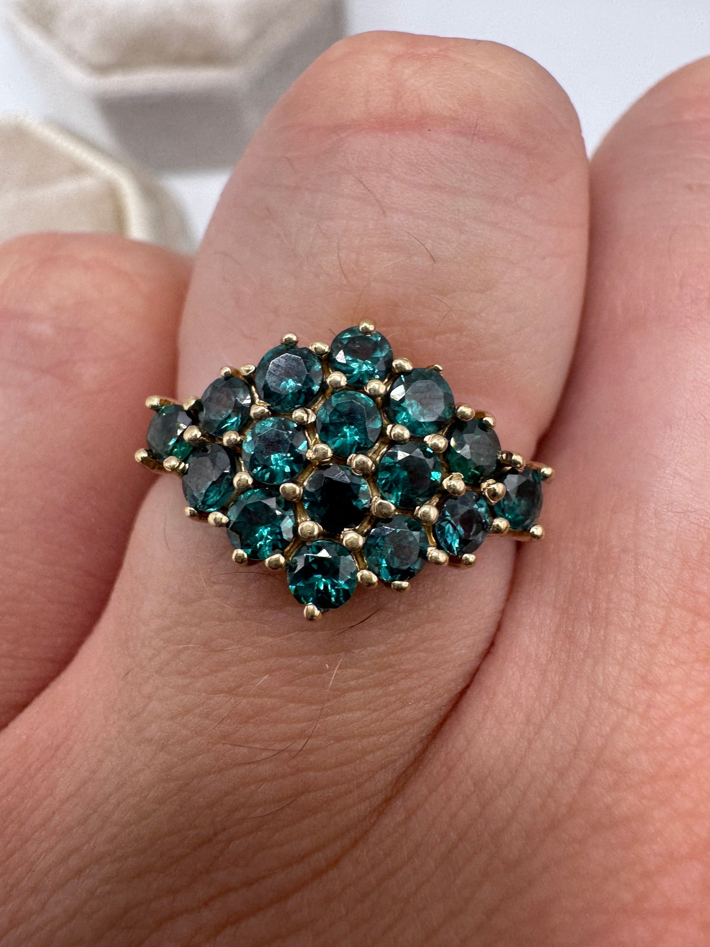 9ct gold teal tourmaline cluster ring