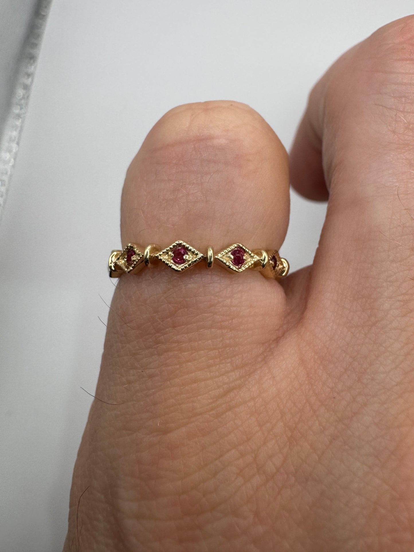 9ct gold ruby 3/4 eternity ring