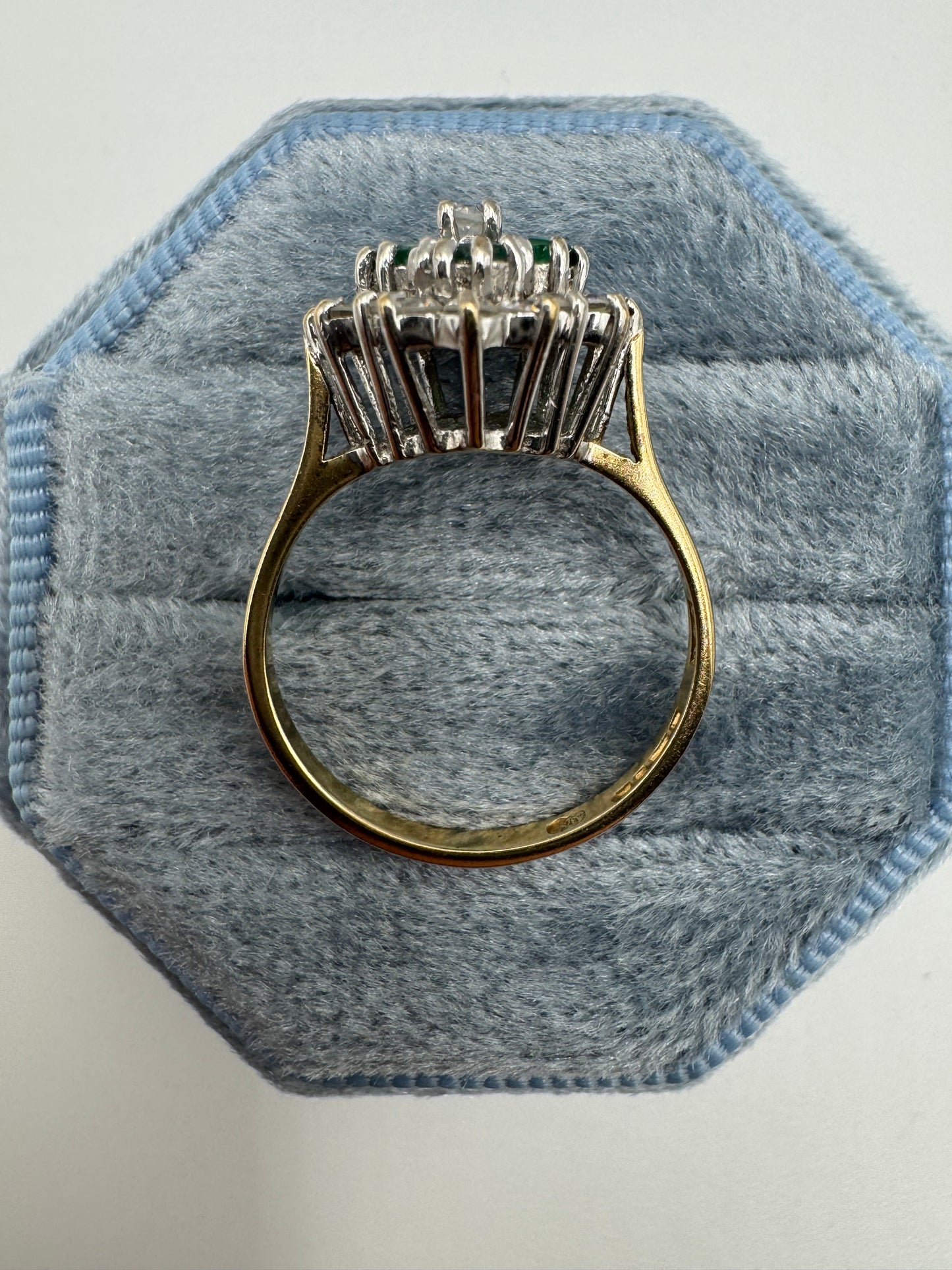 9ct gold emerald and cz ring