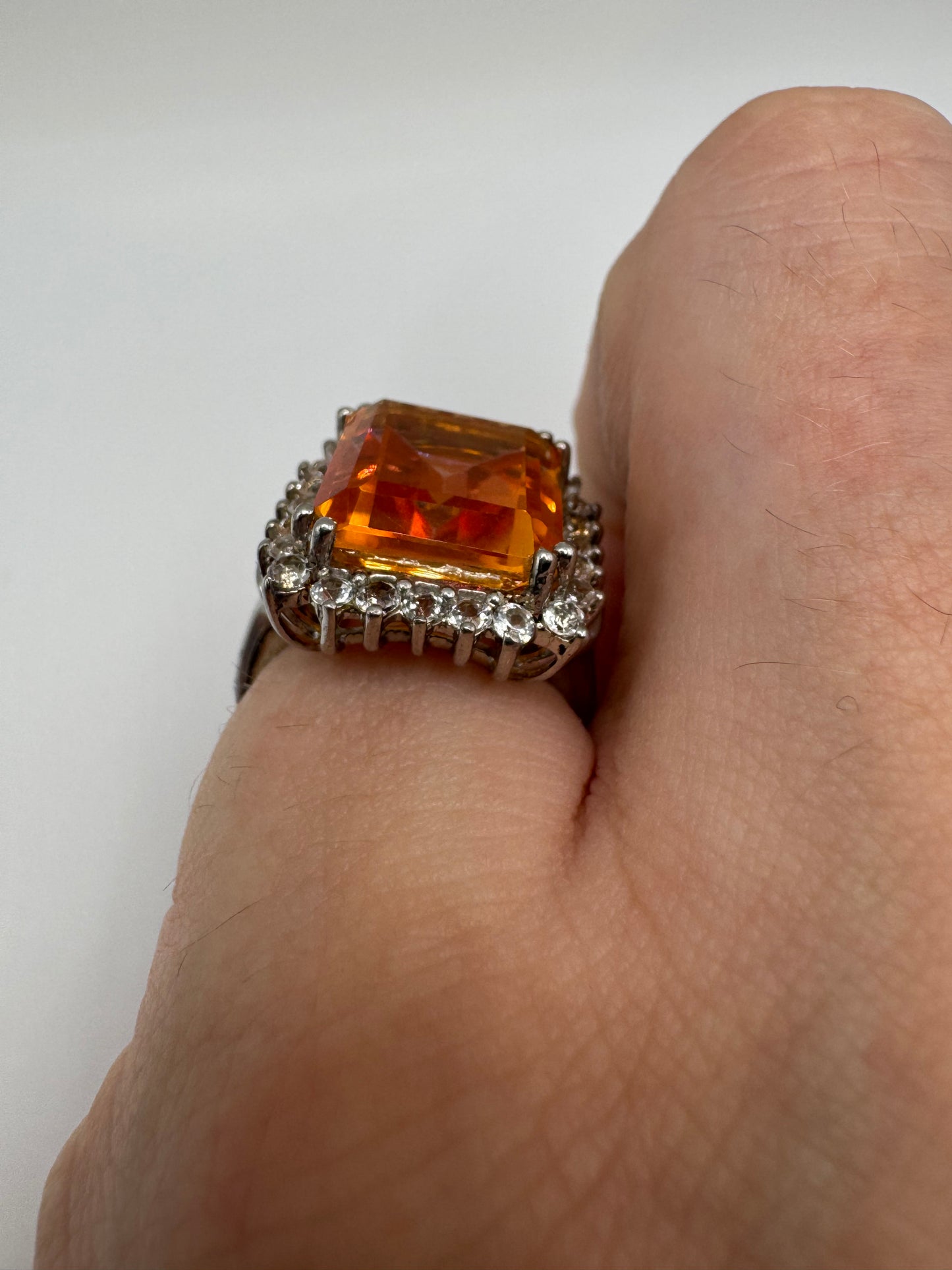 Silver topaz cluster ring (5-J1/2)