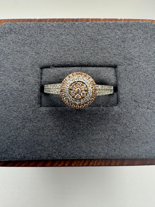 9ct two-tone gold diamond cluster ring