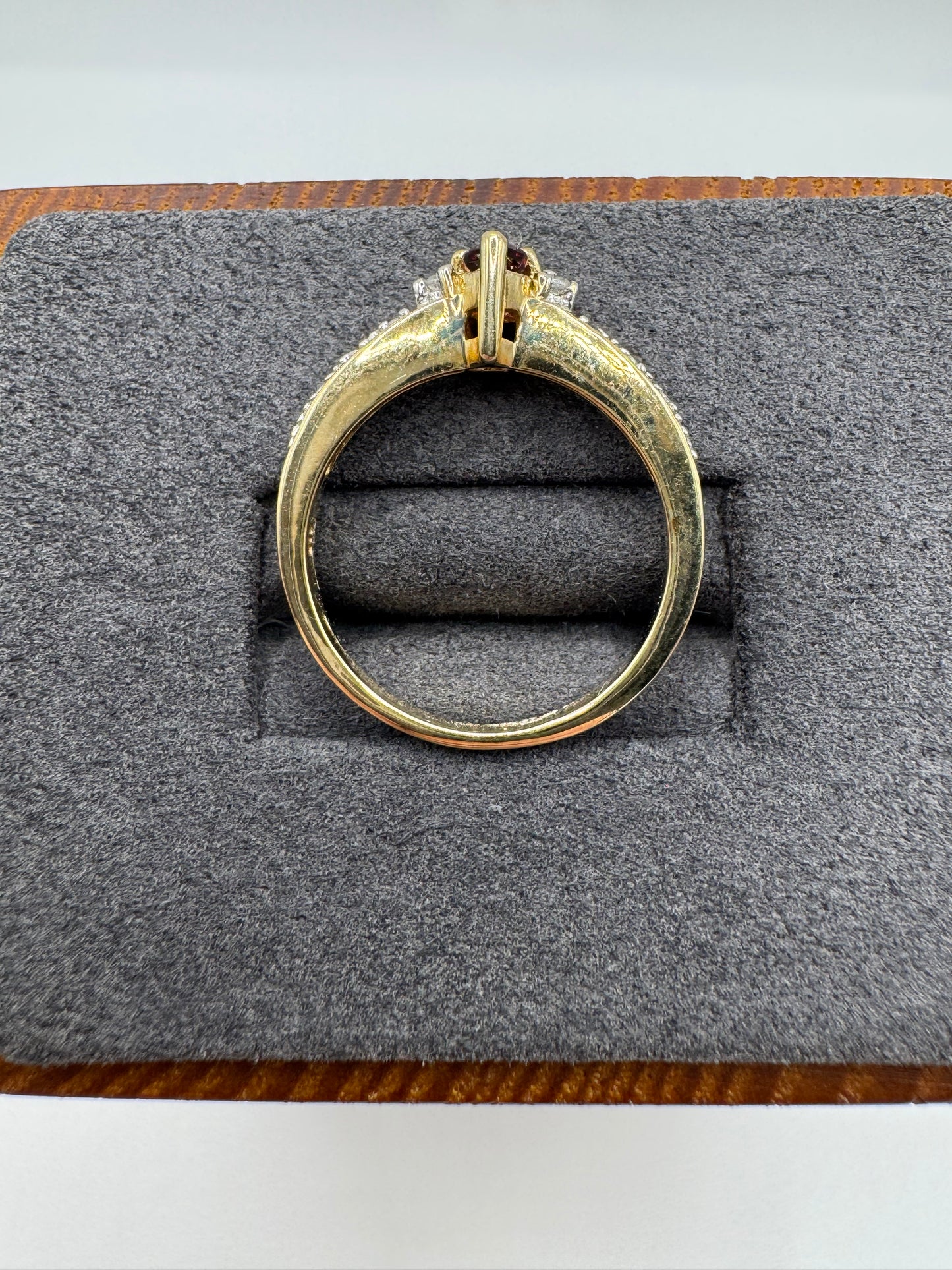 9ct gold ruby and zircon ring