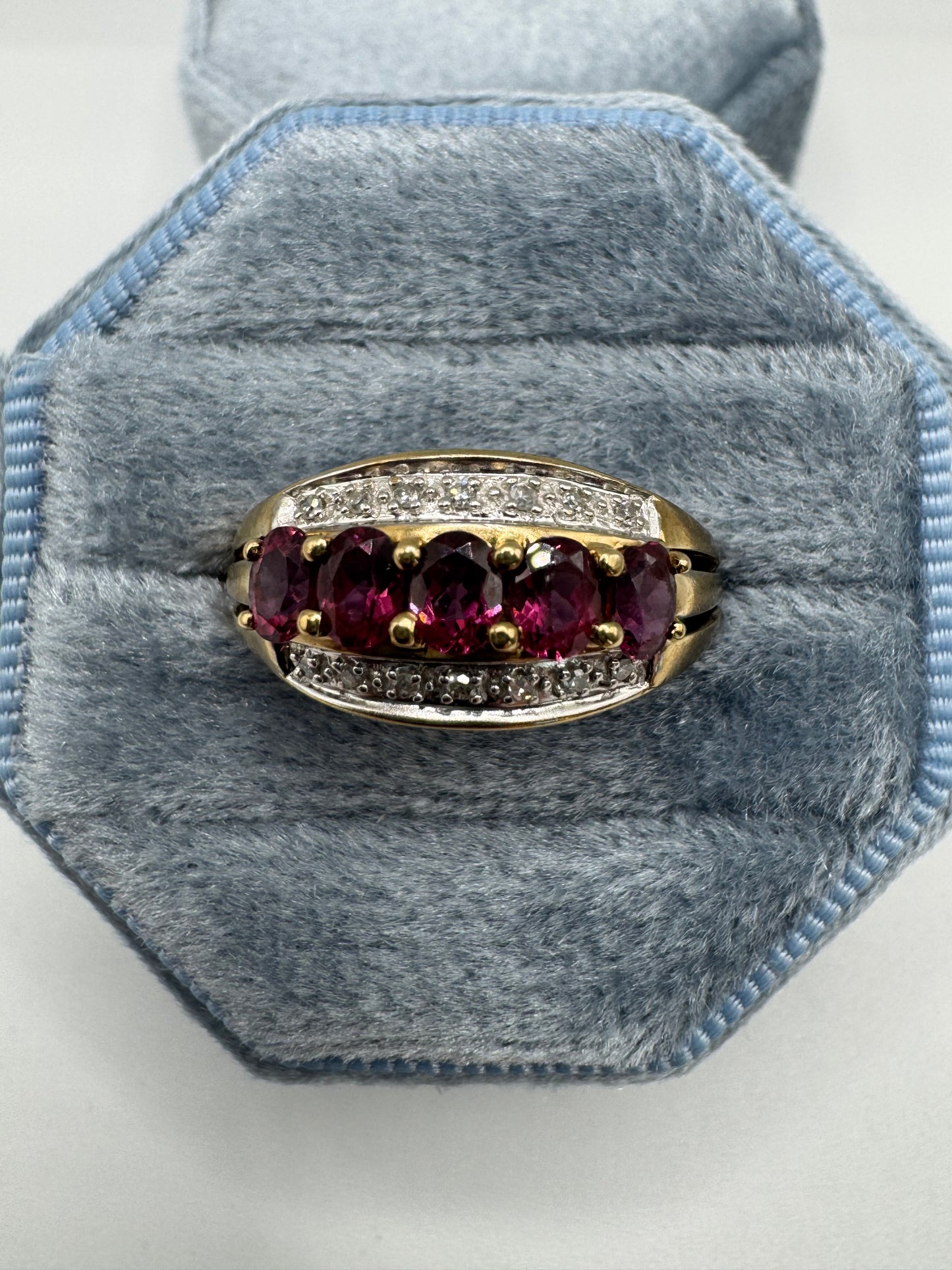 9ct gold tourmaline and diamond ring