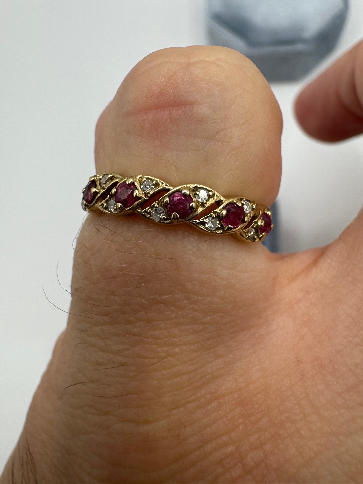9ct gold ruby and diamond ring