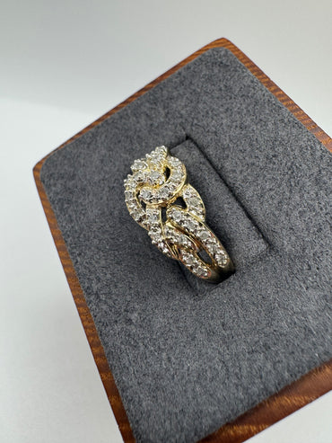 9ct gold diamond knot ring