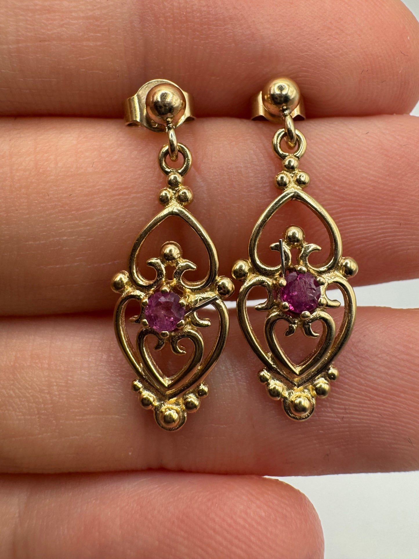 9ct gold ruby earrings