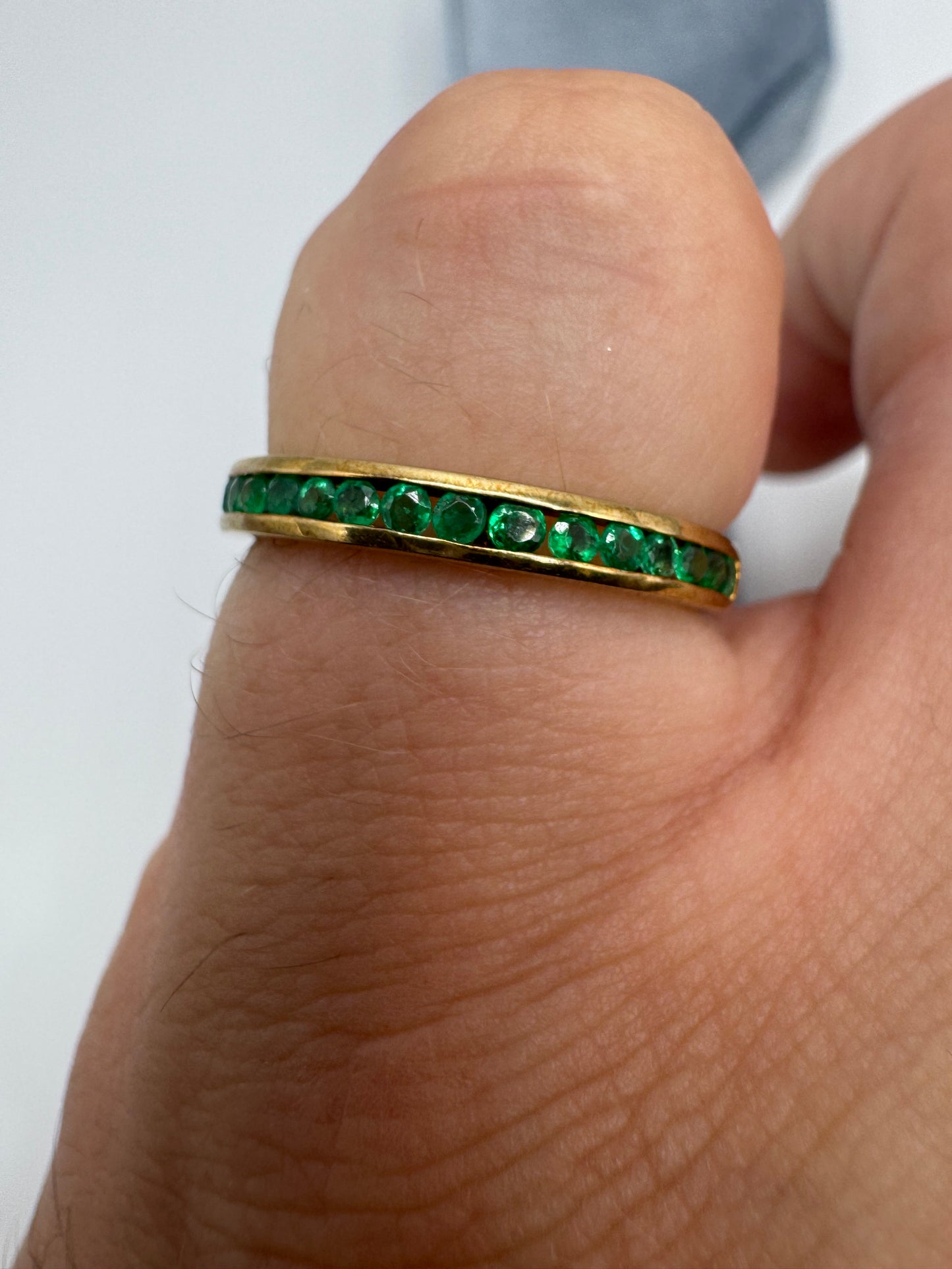 9ct gold emerald half eternity ring