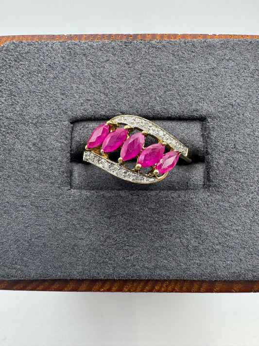 9ct gold ruby and diamond ring