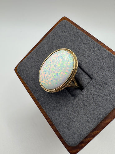 9ct gold simulated opal ring