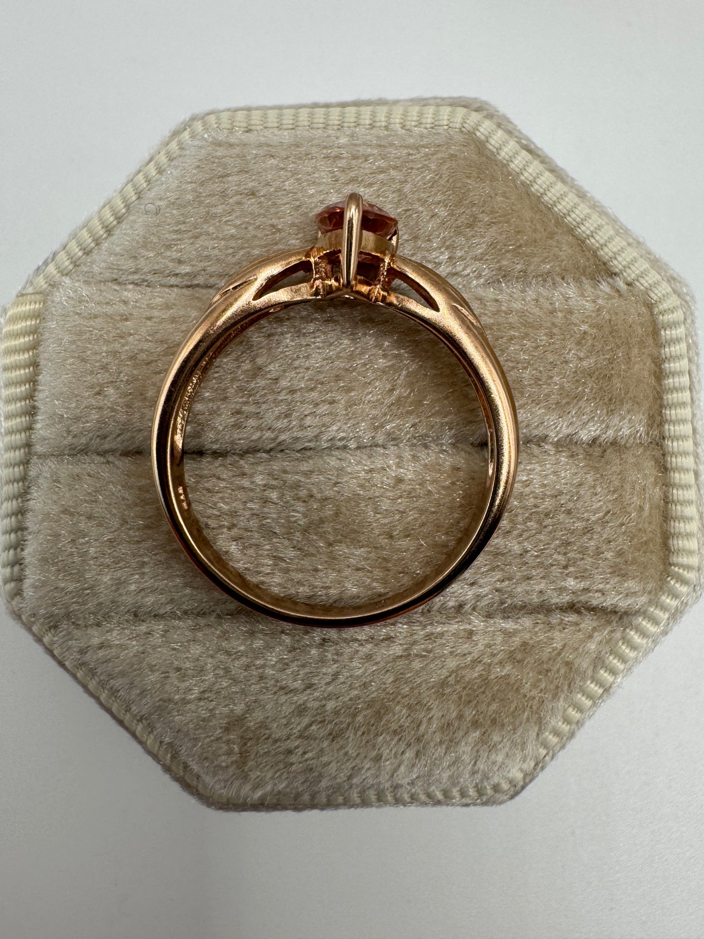 9ct rose gold padparascha sapphire ring