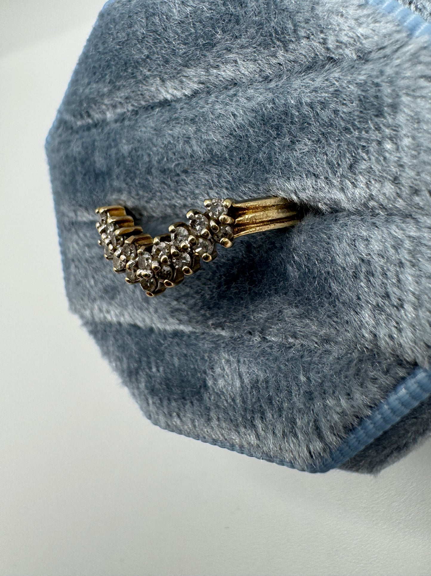 9ct gold 20 point diamond wishbone ring